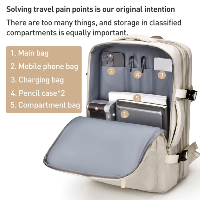 Travel Backpack Fit 15.6 Inch Laptop Computer Work Bag with USB Charging Port - Beige Travel Backpack Fit 15.6 Inch Laptop Computer Work Bag with USB Charging Port - Beige